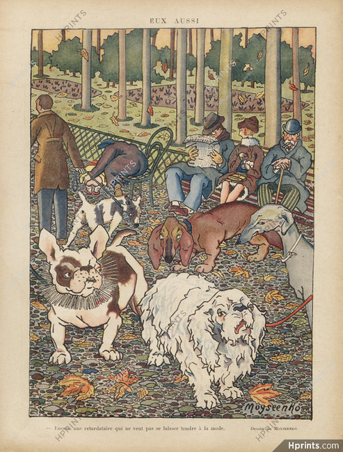 Moyseenko 1927 Fox Terrier, Sighthound, Greyhound, French Bulldog...