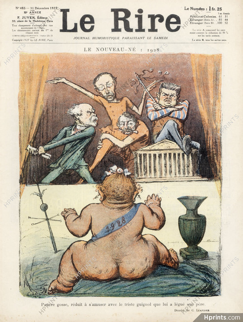 Charles Léandre 1927 "Le nouveau-né" Caricature
