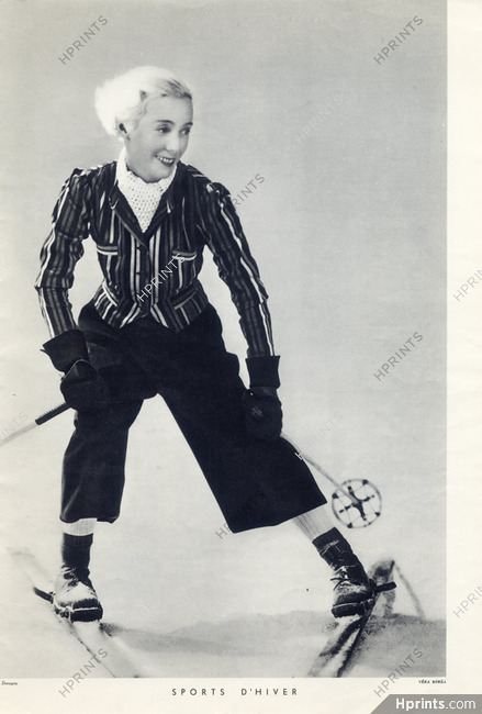 Véra Boréa & Hermès (Skiing) 1934 Photo Dorvyne