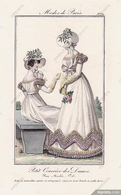 Petit Courrier des Dames 1822 Modes de Paris N°72