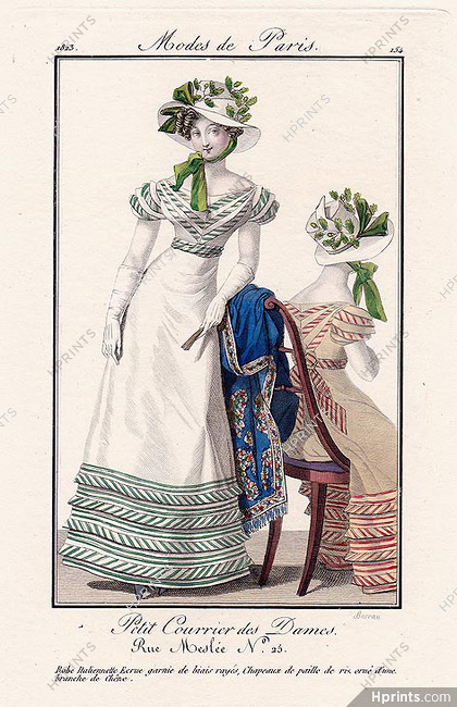 Petit Courrier des Dames 1823 Modes de Paris N°154
