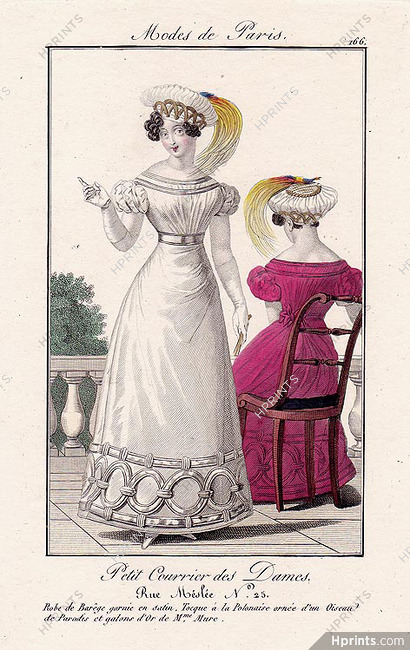 Petit Courrier des Dames 1823 Modes de Paris N°166