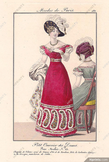 Petit Courrier des Dames 1823 Modes de Paris N°182