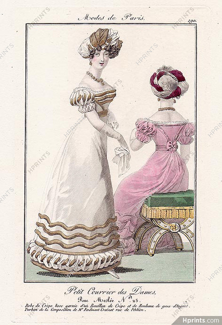 Petit Courrier des Dames 1823 Modes de Paris N°190