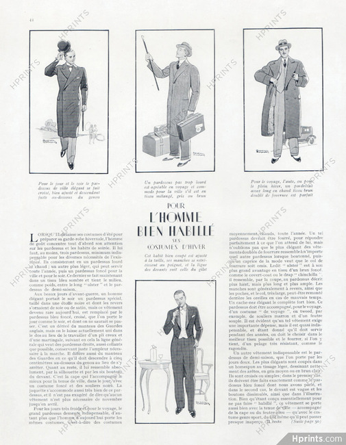 Pour l'Homme Bien Habillé - Costumes d'Hiver, 1928 - The Fashionable Man Simmons, Men's Clothing, 2 pages