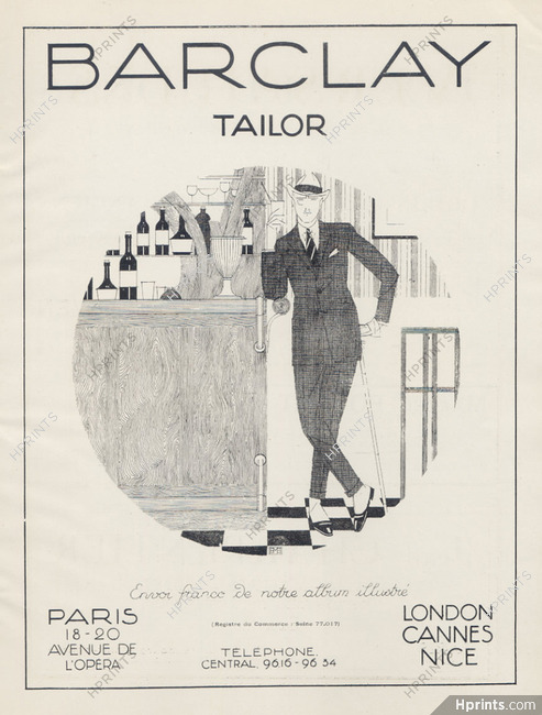 Barclay (Men's Clothing) 1923 Bernard Boutet de Monvel