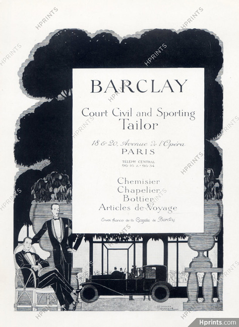 Barclay (Men's Clothing) 1926 Court Civil and Sporting Tailor, Marcel Jacques Hemjic