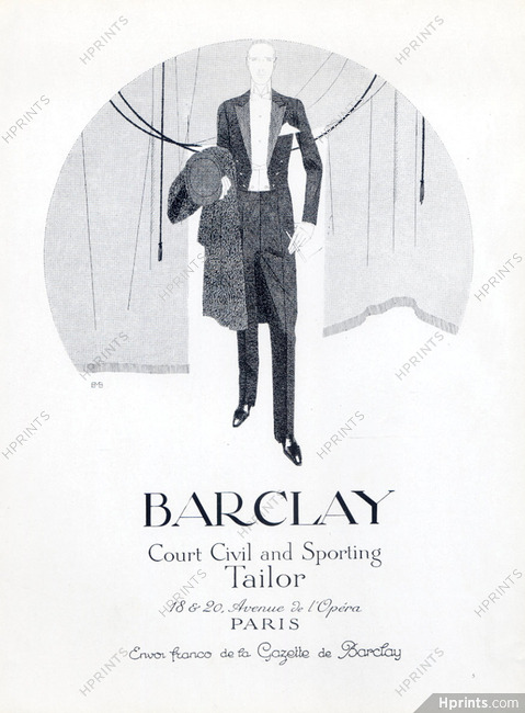 Barclay (Men's Clothing) 1926 Bernard Boutet de Monvel