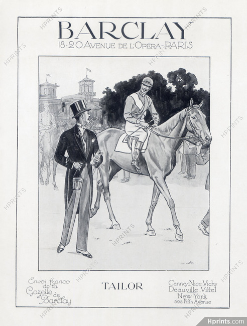 Barclay (Men's Clothing) 1927 Horse Racing, Jockey