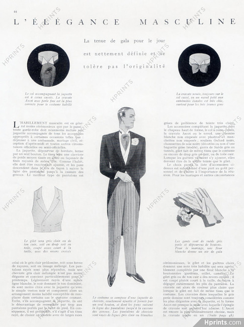 L'Élégance Masculine - La tenue de gala..., 1928 - The Fashionable Man in Gala Dress, Men's Clothing, 2 pages