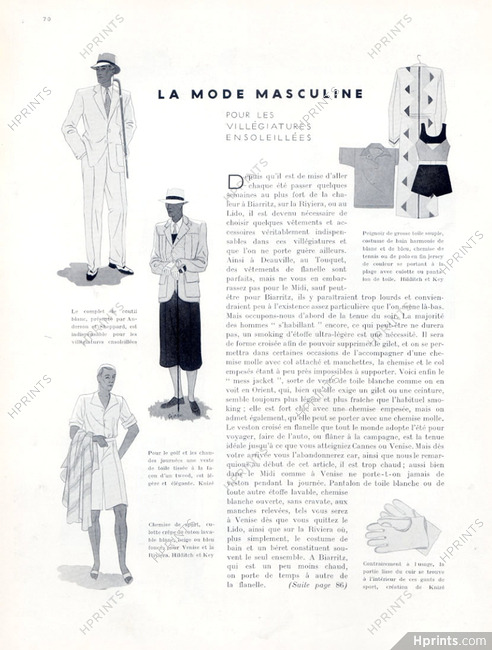 La Mode Masculine pour les Villégiatures Ensoleillées, 1930