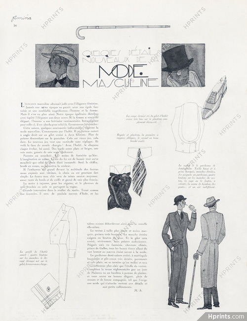 Quelques Détails Nouveaux de la Mode Masculine, 1923 - The Fashionable Man Men's Clothing, Text by M. A.