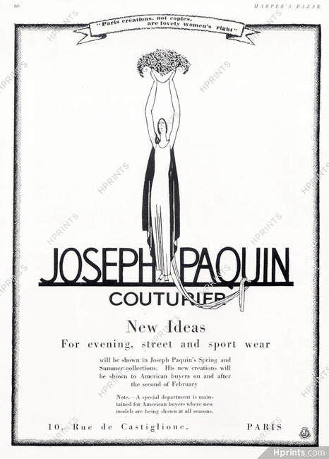 Joseph Paquin (Couture) 1926 Label