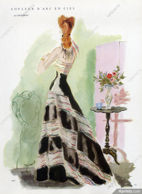 Grès 1946 Evening Gown, Dignimont Fashion Illustration