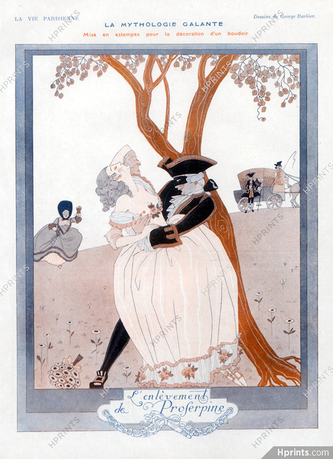 George Barbier 1924 La Mythologie Galante, Topless, kidnapping of Proferpine