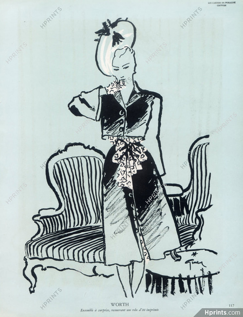 Worth (Couture) 1945 René Gruau