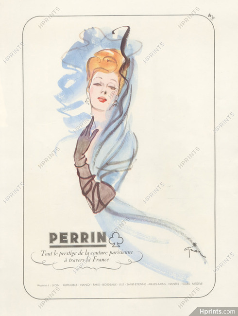 Perrin (Gloves) 1944 René Gruau — Advertisement