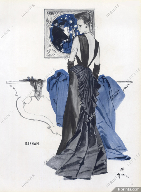 Raphaël (Rafael Lopez Cebrian) 1945 René Gruau, Evening Gown