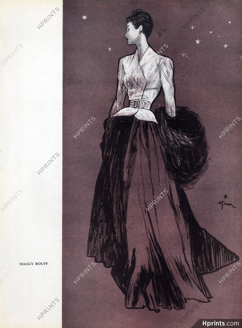 Maggy Rouff 1946 Evening Gown, René Gruau