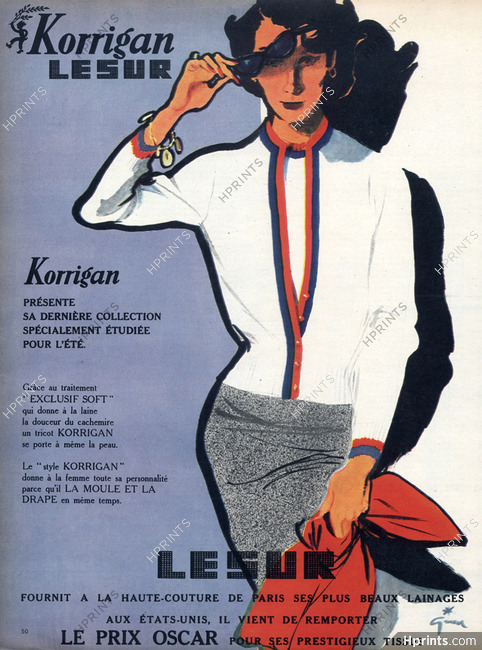 Korrigan & Lesur 1953 Cardigan, René Gruau
