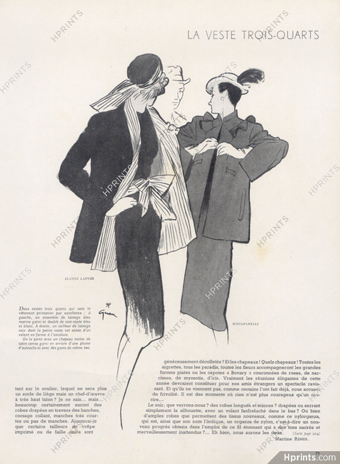 Jeanne Lanvin & Schiaparelli 1945 René Gruau, Jackets