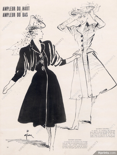 Lucien Lelong (Couture) 1947 René Gruau, Coats