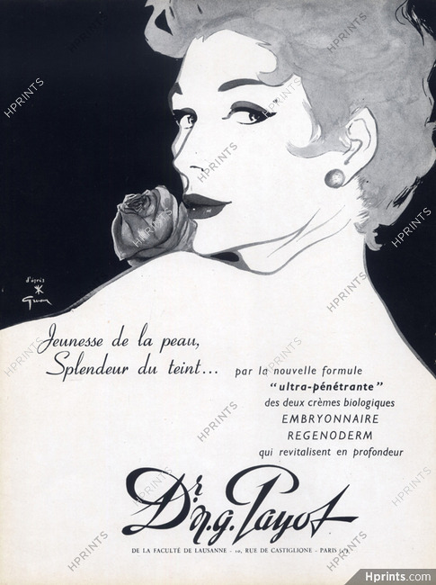 Payot (Cosmetics) 1955 René Gruau, Rose (version C)