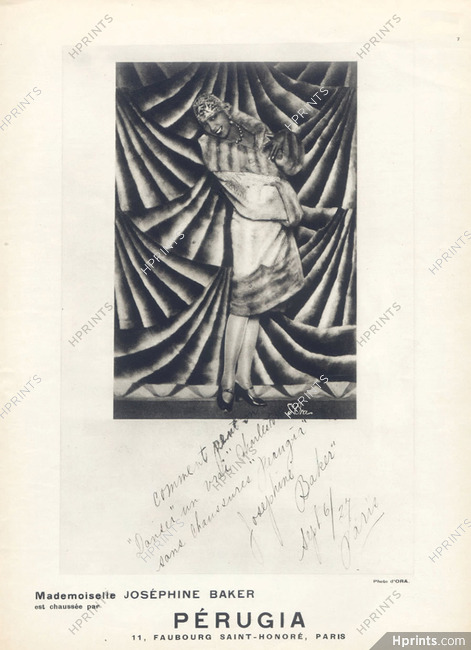 Perugia 1927 Fourrures Max, Josephine Baker, Autograph, Photo D'Ora