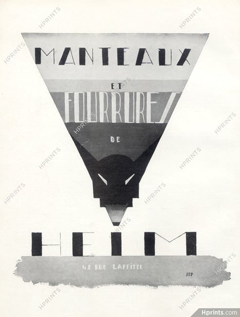 Jacques Heim (Couture) 1929 Label Art Deco Style, JEP