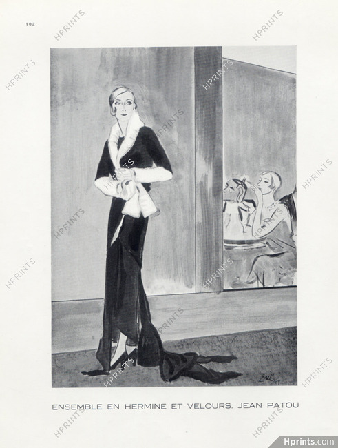 Jean Patou 1929 "Ermine et Velvet" Evening Coat, Eric