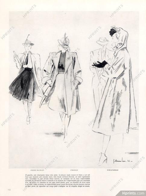 Jc. Haramboure 1946 Schiaparelli, Pierre Balmain, O'Rossen, Raincoat