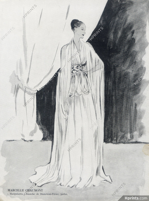Marcelle Chaumont (Couture) 1948 Jeb, Bianchini Férier (Fabric)