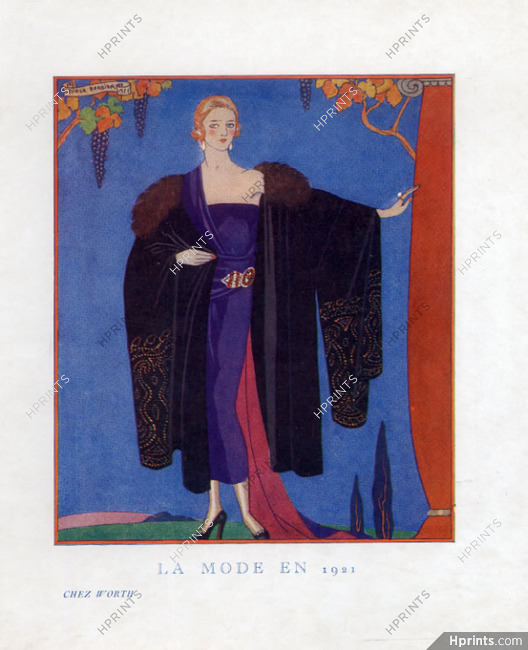 Worth (Couture) 1922 George Barbier, Art Deco Style, Evening Gown