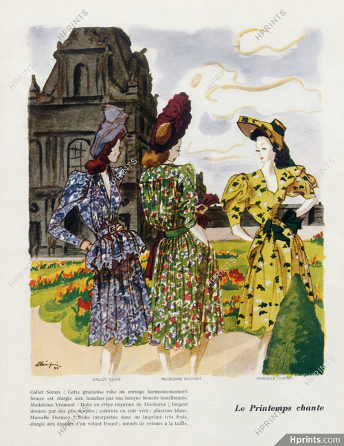 Bénigni 1945 Callot Soeurs, Vramant & Marcelle Dormoy, Summer Dresses, Jardin des Tuileries