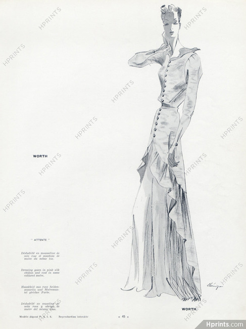 Worth (Couture) 1938 Léon Bénigni, Dressing Gown
