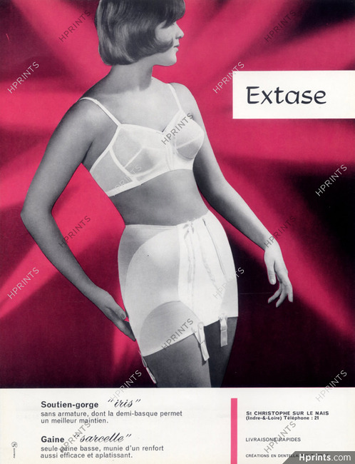 Extase (Lingerie) 1962 Girdle, Bra, Dentellastex T. Lebas