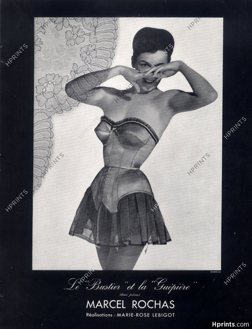 Marie-Rose Lebigot (Lingerie) 1948 Bustier et Guêpière, Photo Seeberger, Marcel Rochas