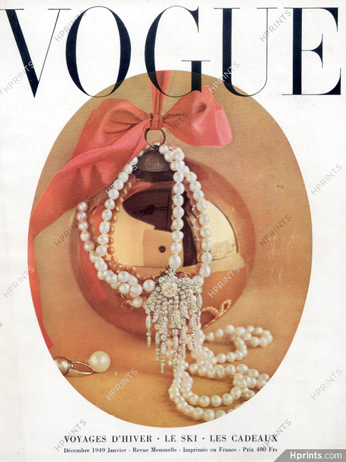 Vogue Cover 1949 Cartier, Pearls Necklace, Photo Rutledge