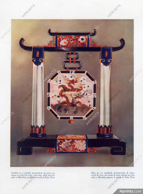 Robert Linzeler & Marchak 1926 Pendule, Clock, Chinese style