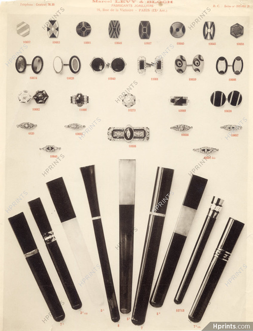 Marcel Lévy & Bloch (Jewels) 1921 Cuff Links, Cigarette holder... Art Deco Style