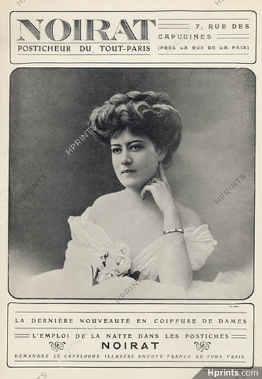 Noirat (Hairstyle) 1907 Wig, Hairpiece, Photo Félix
