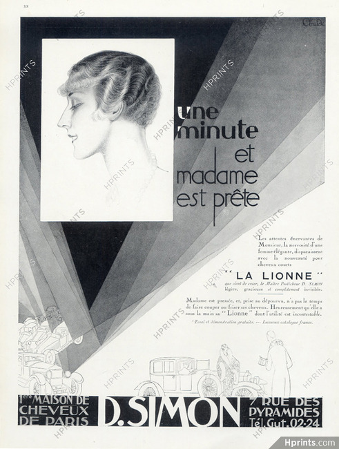 Crème Simon 1926 Hairstyle La Lionne, Wig, Hairpiece, Claude
