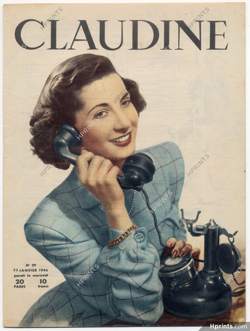 CLAUDINE Fashion Magazine 1946 N°29, Carven, Photos Robert Doisneau, 20 pages