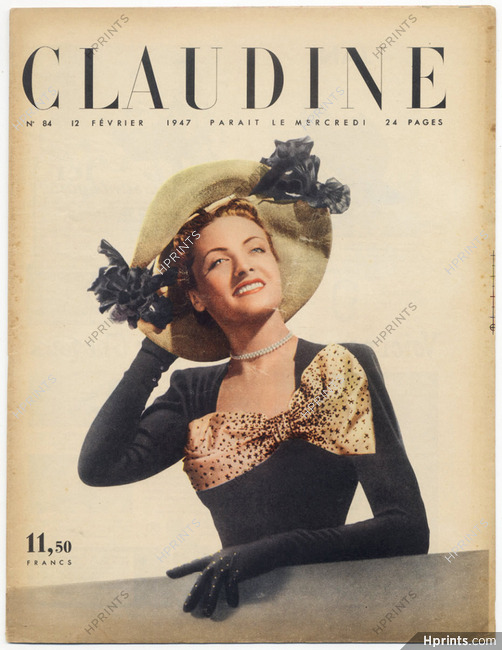 CLAUDINE Fashion Magazine 1947 N°84, Marcel Rochas, Seeberger, 24 pages