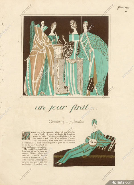 Un jour finit..., 1921 - Benito Oriental Style Fashion, Pajamas, Kimonos, Hookah, Text by Dominique Sylvaire, 4 pages