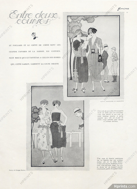 George Barbier 1920 Madeleine & Madeleine, Jeanne Lanvin "Entre deux courses"