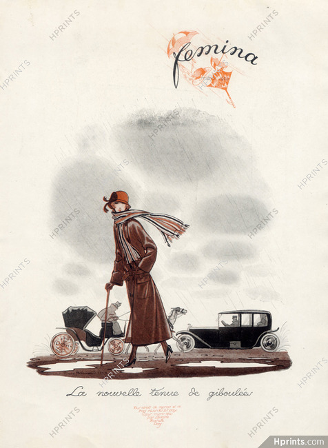 Pierre Brissaud 1923 Raincoat, Fashion Illustration, Fémina