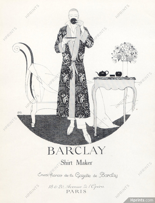 Barclay (Couture) 1925 Dressing Gown Man, Housecoat, Boutet de Monvel