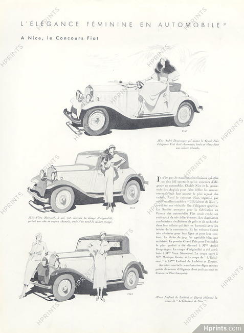 Concours d'Elegance Fiat (Cars) 1933 Mrs Andre Desgranges, Vera Sherwood