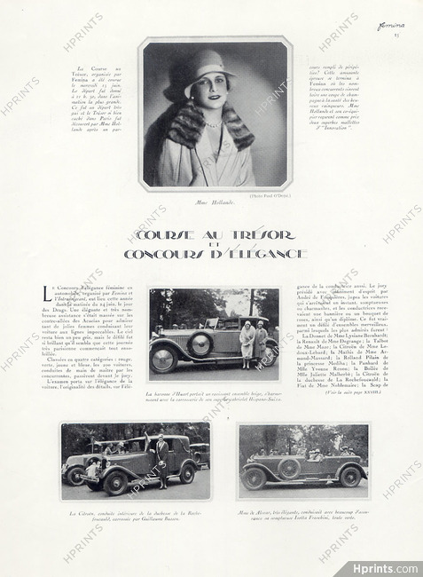 Concours d'Elegance 1927 Mrs Hollande, Mrs Alvear, Hispano Suiza, Citroen